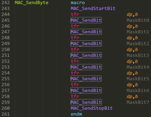 Invoking the macro MAC_SendBit