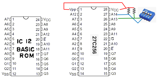 The 27C256 wiring